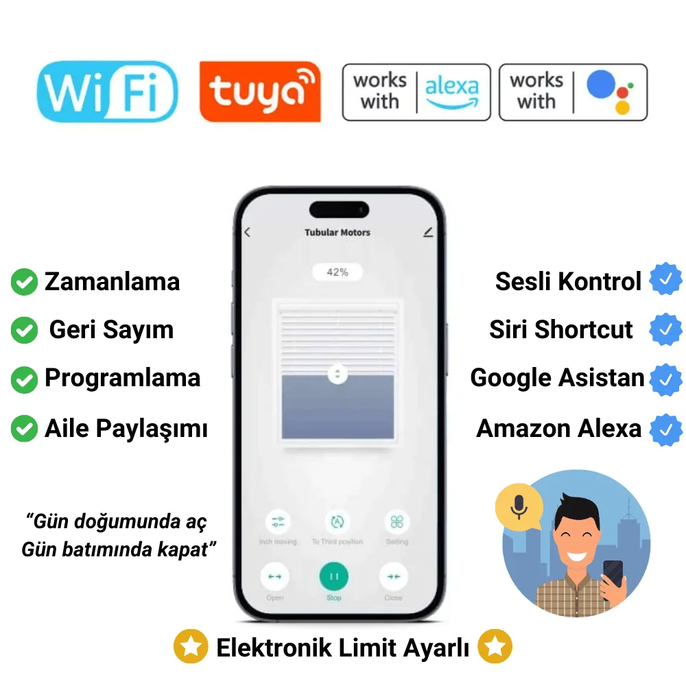 Tuya WiFi Akıllı Motorlu Stor Perde Dönüşüm Seti ( 47 mm ) — görsel 2