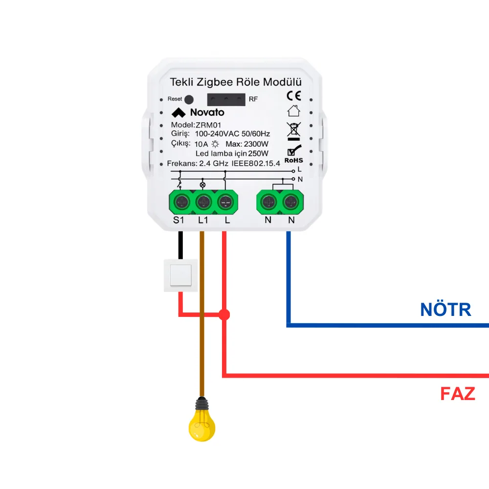 Zigbee Tek Çıkışlı Röle — görsel 3