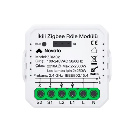 Zigbee Çift Çıkışlı Röle