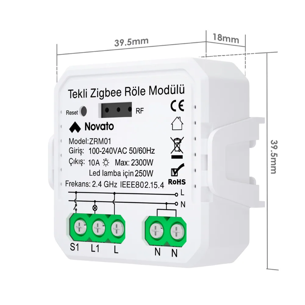 Zigbee Tek Çıkışlı Röle — görsel 2
