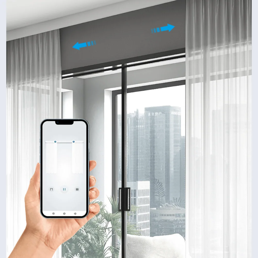 Zigbee Akıllı Modüler Yana Kayar Motorlu Trajlı Ray Perde Kontrol Seti — görsel 5