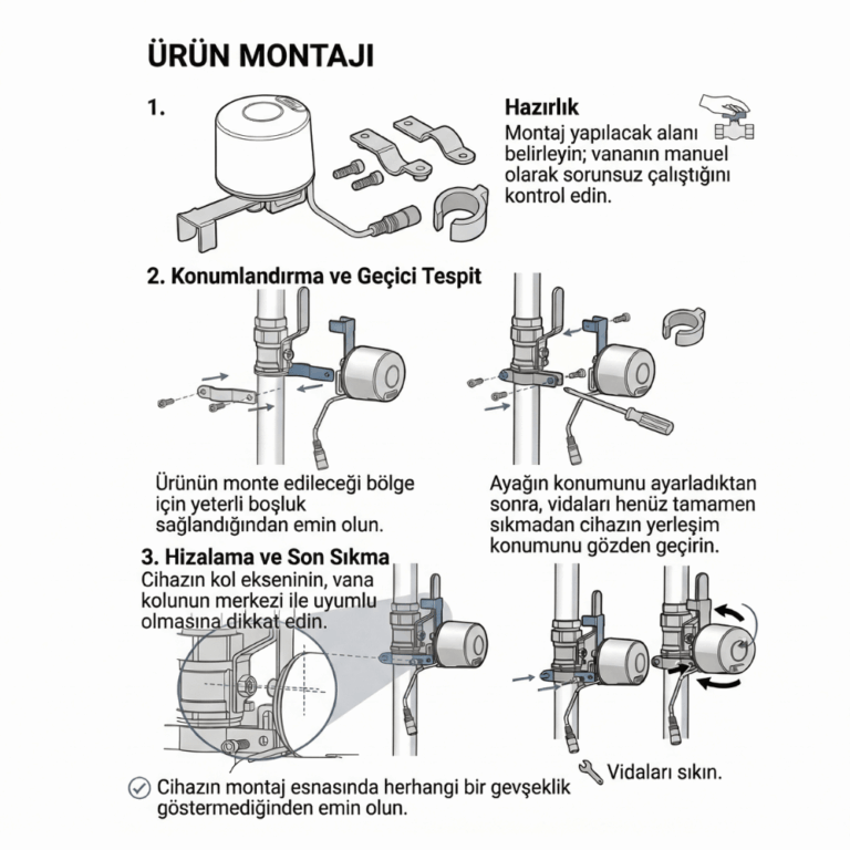 WiFi vana kontrolcüsünün küresel vana koluna montajı