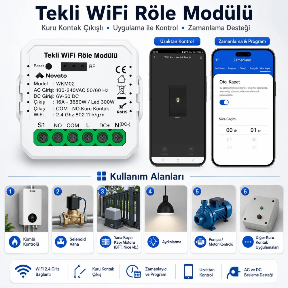 WiFi AC DC Kuru Kontak Röle — görsel 4