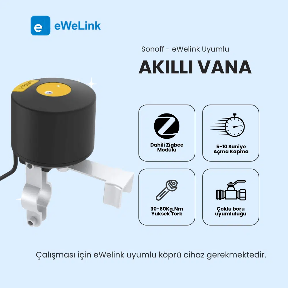 eWelink Zigbee Akıllı Su/Gaz Kollu Vana Kontrolcüsü — görsel 2