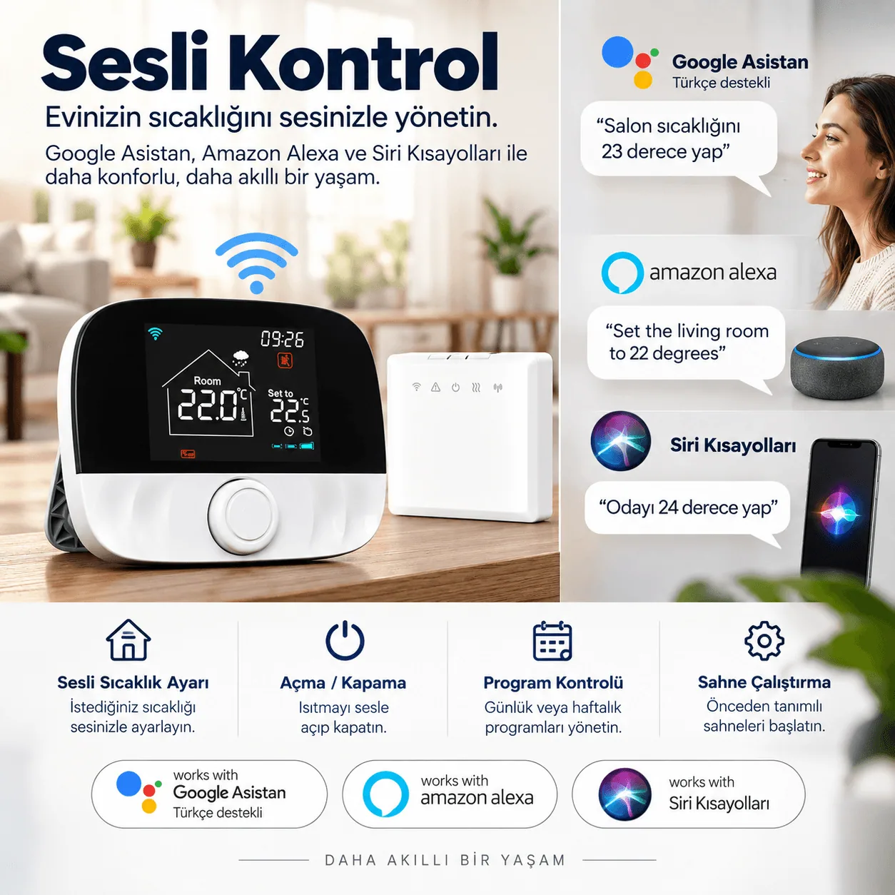 sesli kontrol termostat
