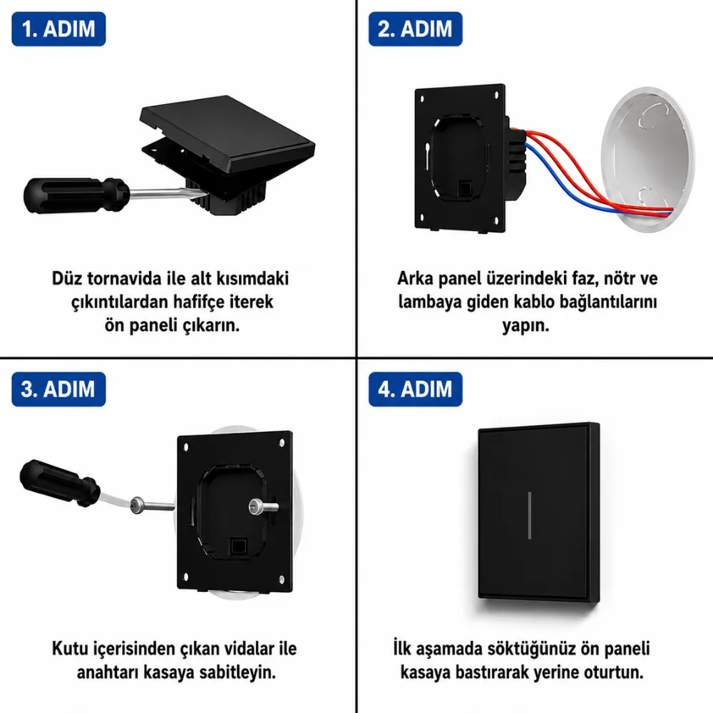 Zigbee Dörtlü Mekanik Tuşlu Akıllı Duvar Anahtarı — görsel 3