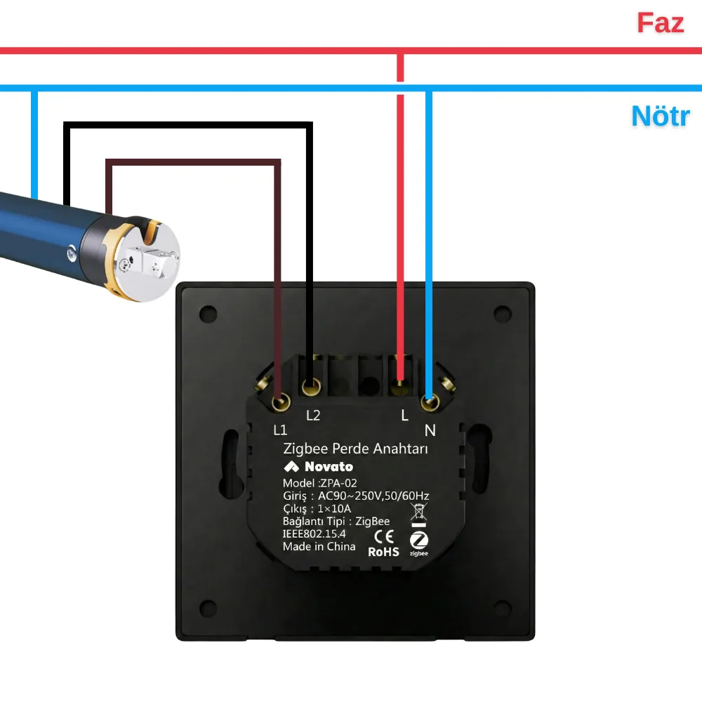 Zigbee Perde Panjur Mekanik Tuşlu Akıllı Duvar Anahtarı — görsel 2