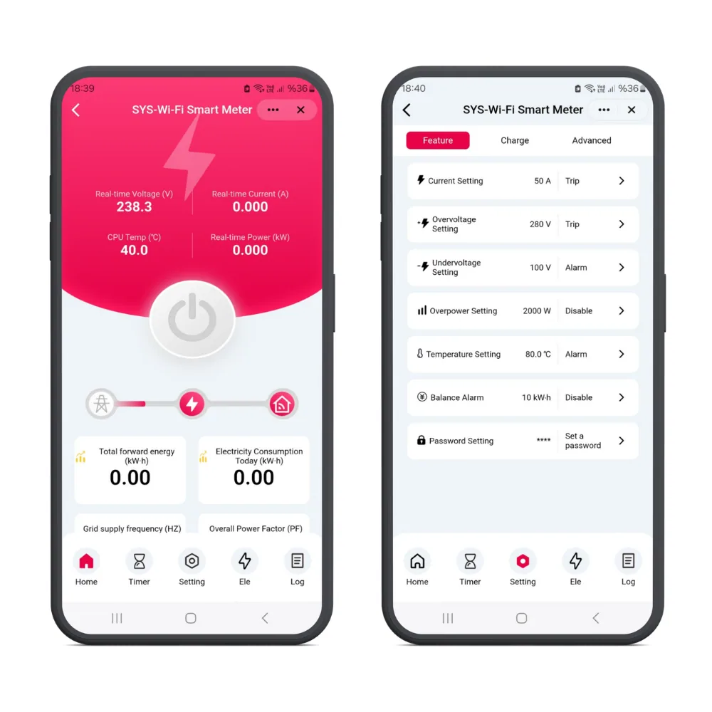 WiFi 50 Amper Ekranlı Enerji Ölçer Akıllı Sigorta — görsel 2