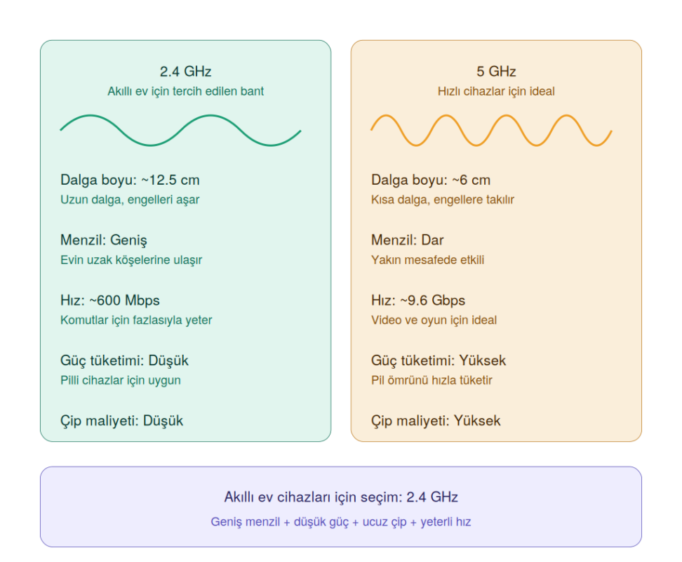 Akıllı ev cihazları neden 2.4 GHz bandını kullanıyor?