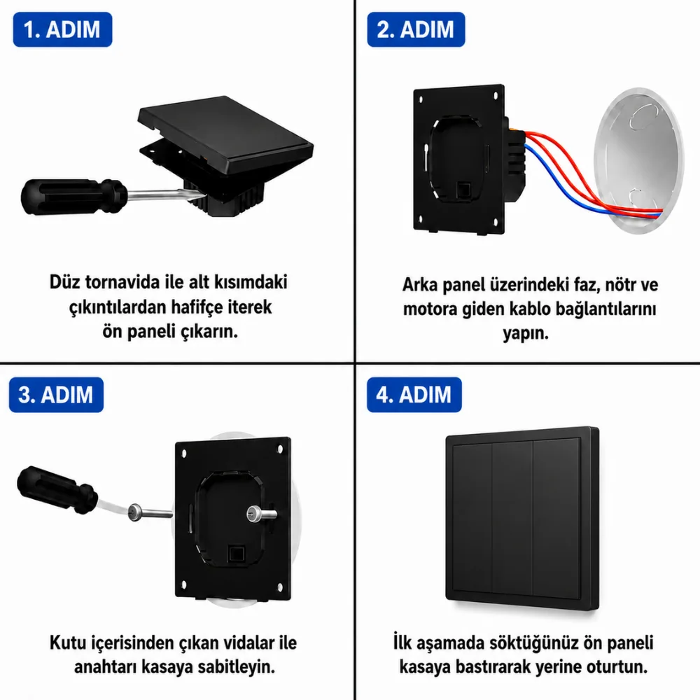 WiFi + RF Perde Panjur Mekanik Tuşlu Akıllı Duvar Anahtarı — görsel 3