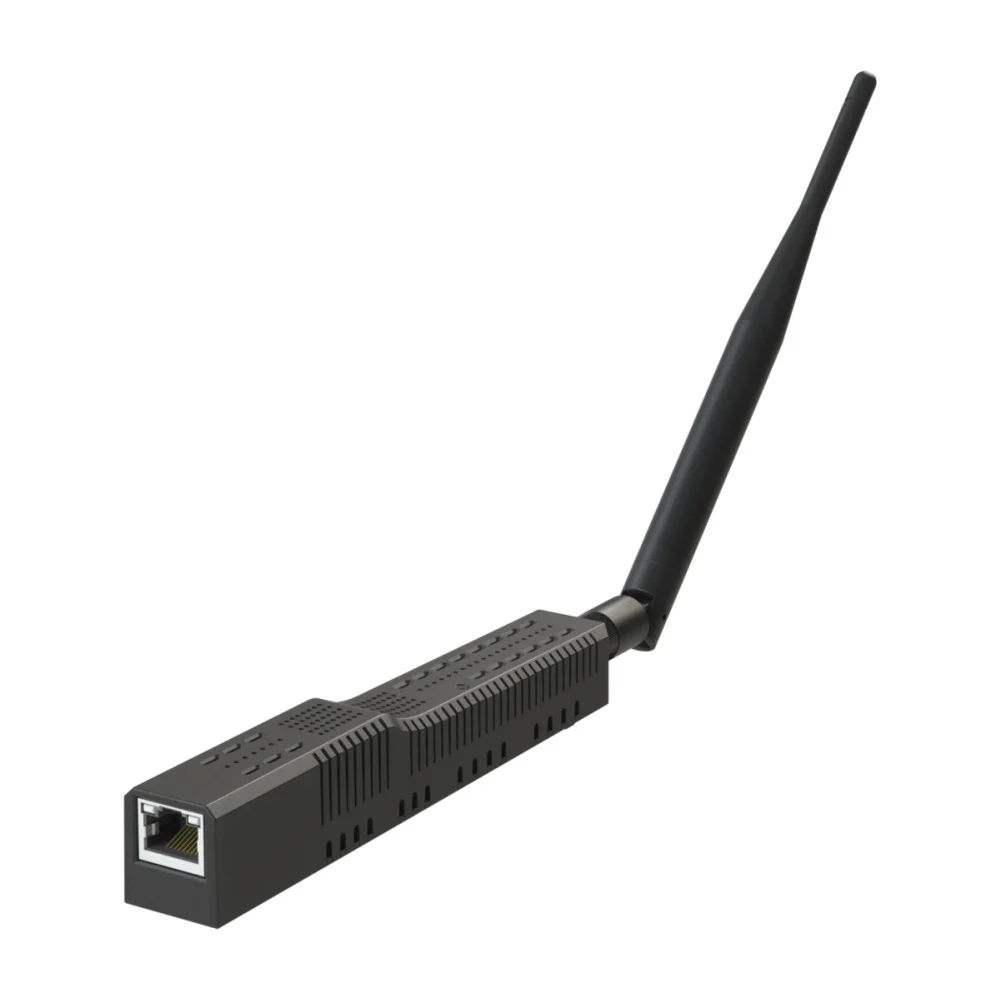SMHUB Nano MG24 SMHUB Nano MG24 Linux akıllı ev merkezi, Ethernet girişli ucu ve harici anteni, beyaz zemin