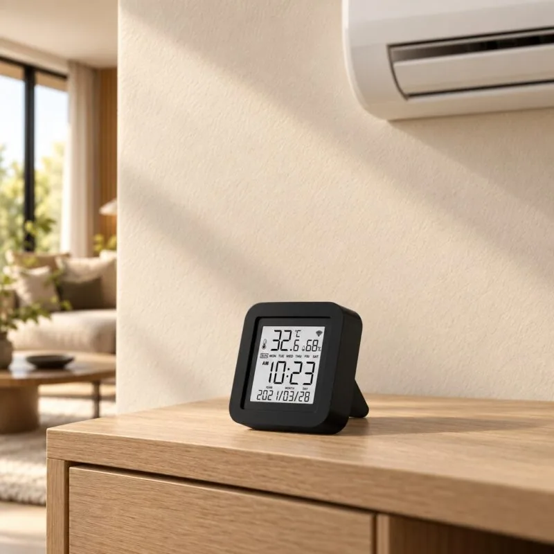 Klimalı salonda Tuya uyumlu ekranlı akıllı IR kumanda