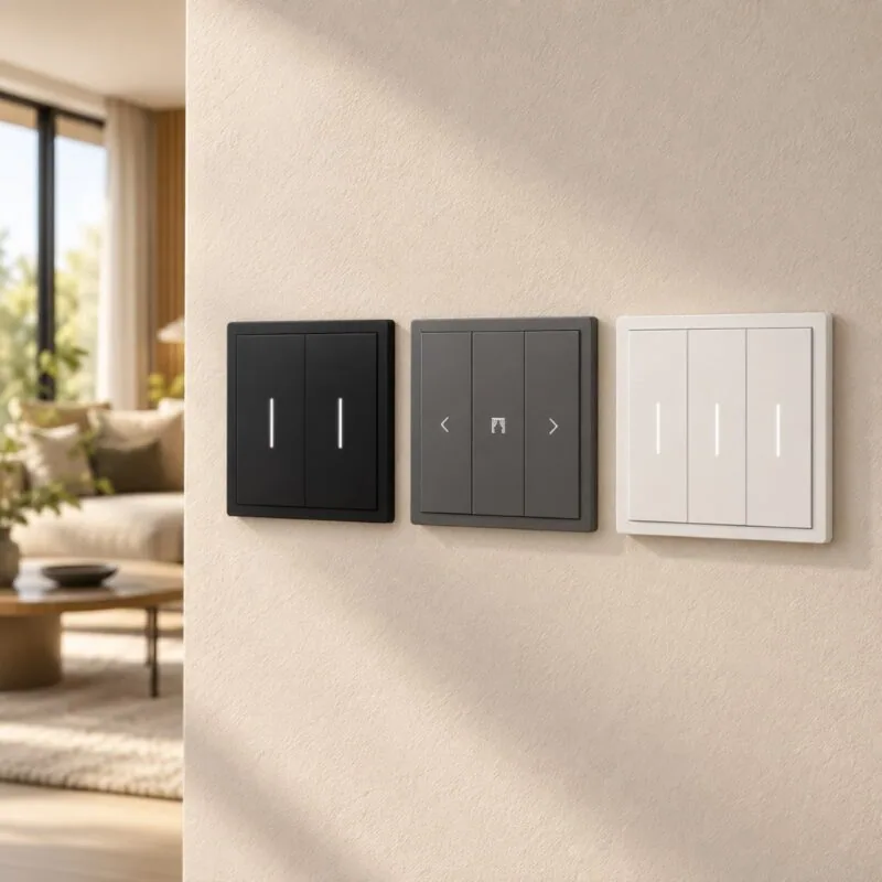 Duvarda siyah, gri ve beyaz Tuya uyumlu Zigbee akıllı duvar anahtarları