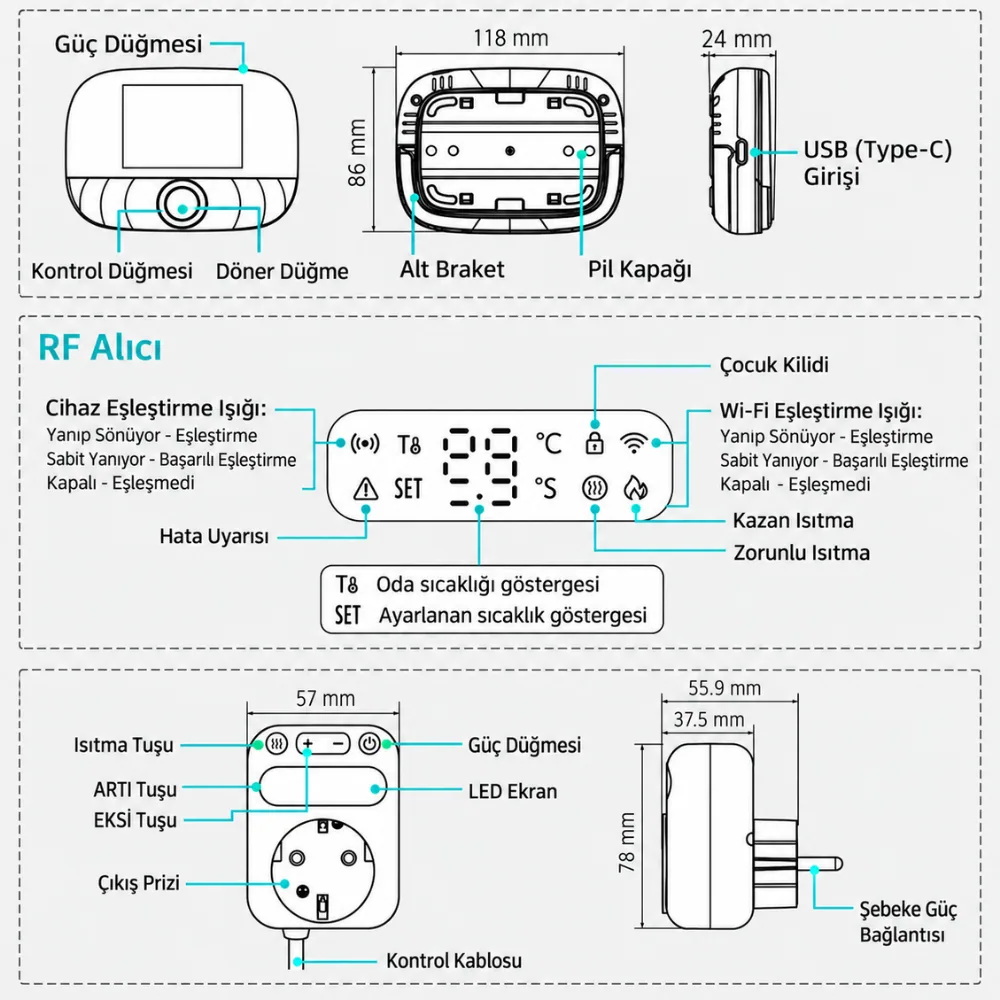 wifi termostat kuru kontak