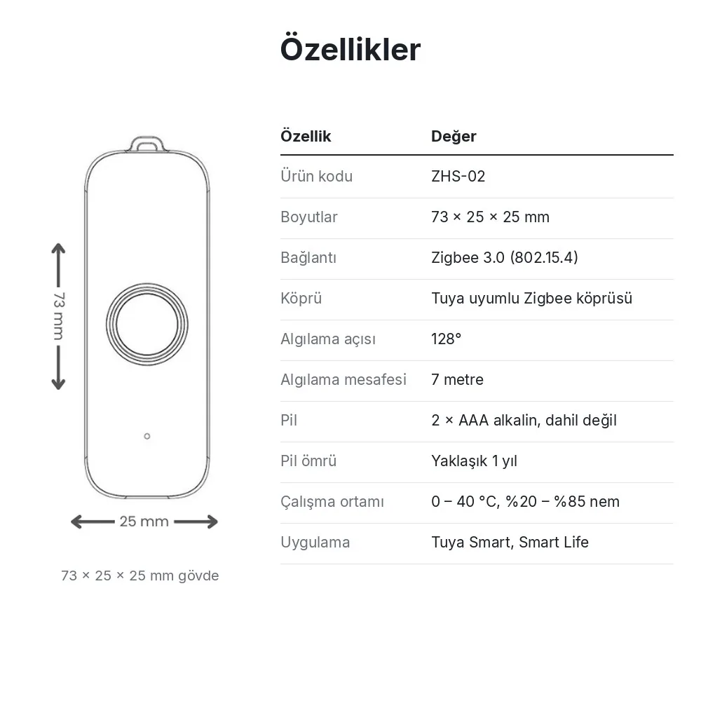 ZHS-02 ölçüleri ve teknik özellikleri