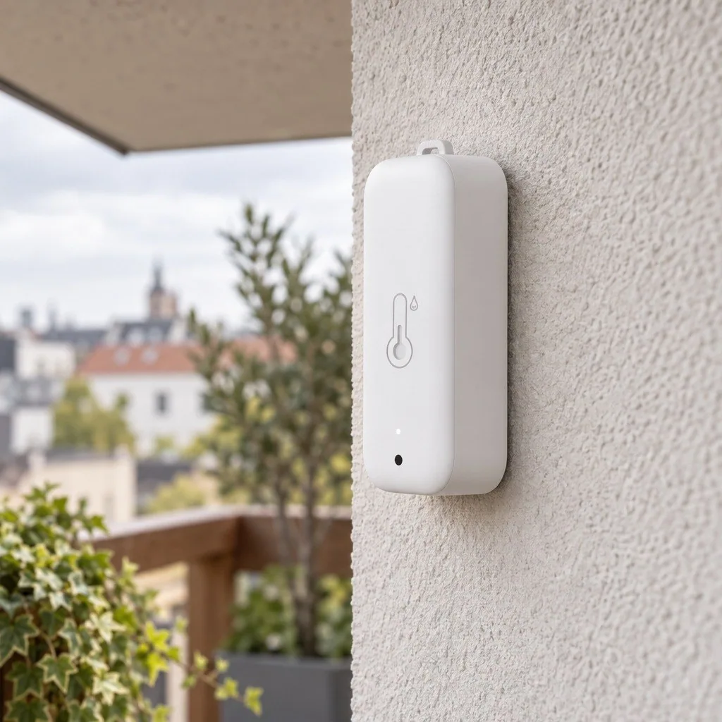 ZSN-03P Zigbee sıcaklık ve nem sensörü balkon duvarında