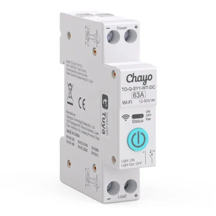 WiFi DC akıllı anahtar açılı görünüm, TO-Q-SY1-WT-DC 63A 12-80V